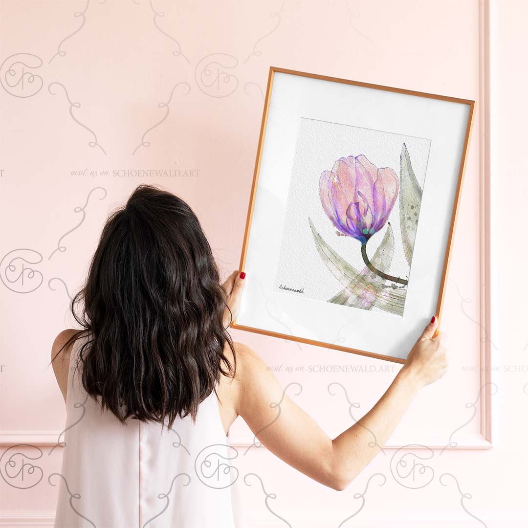 Print of the watercolor painting of a tulip by Schoenewald.art