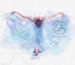 Print of a hand-painted watercolor of a ballerina in blue colors, part of the "Ballerinas" series by Schoenewald.art